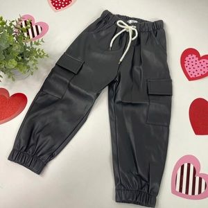 Girls Faux Leather Joggers